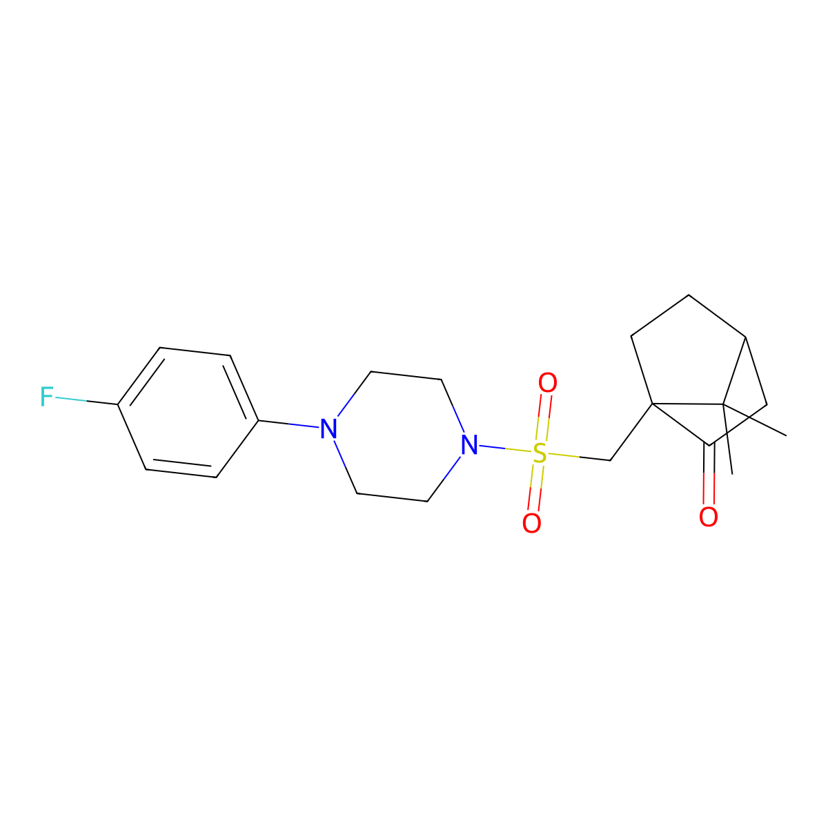 1-({[4-(4-Fluorophenyl)-1-piperazinyl]sulfonyl}methyl)-7,7-dimethylbicyclo[2.2.1]heptan-2-one molecular structure, CAS 459822-55-0