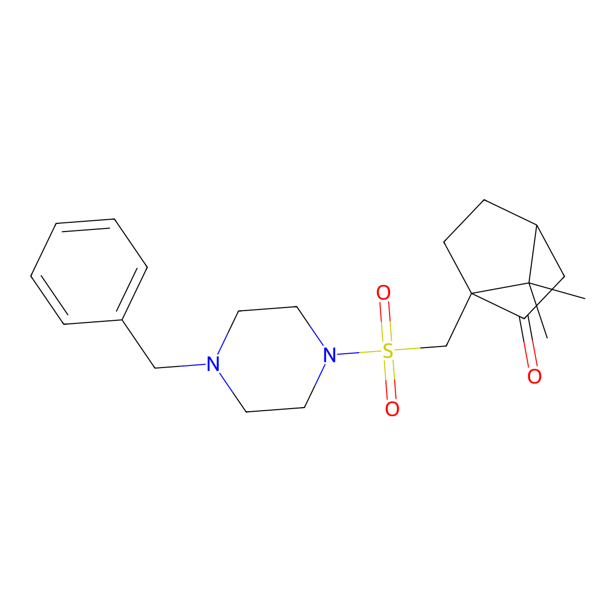 1-{[(4-Benzylpiperazin-1-yl)sulfonyl]methyl}-7,7-dimethylbicyclo[2.2.1]heptan-2-one molecular structure, CAS 459822-57-2