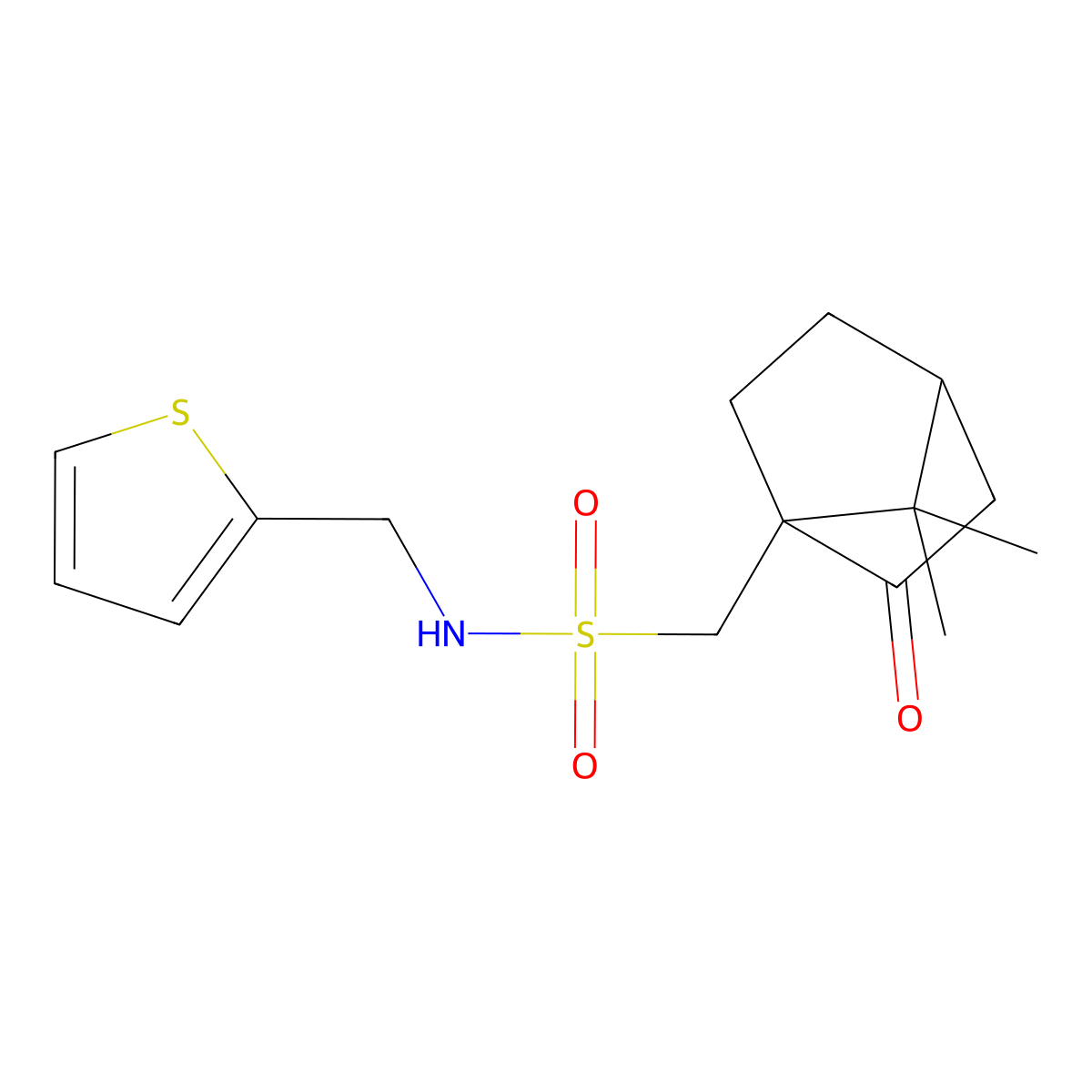 7,7-Dimethyl-1-({[(2-thienylmethyl)amino]sulfonyl}methyl)bicyclo[2.2.1]heptan-2-one molecular structure, CAS 459822-62-9