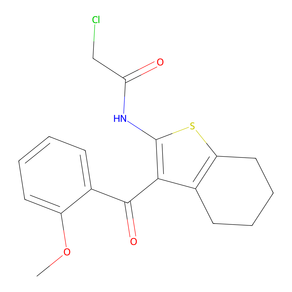2-chloro-N-[3-(2-methoxybenzoyl)-4,5,6,7-tetrahydro-1-benzothiophen-2-yl]acetamide molecular structure, CAS 459825-43-5
