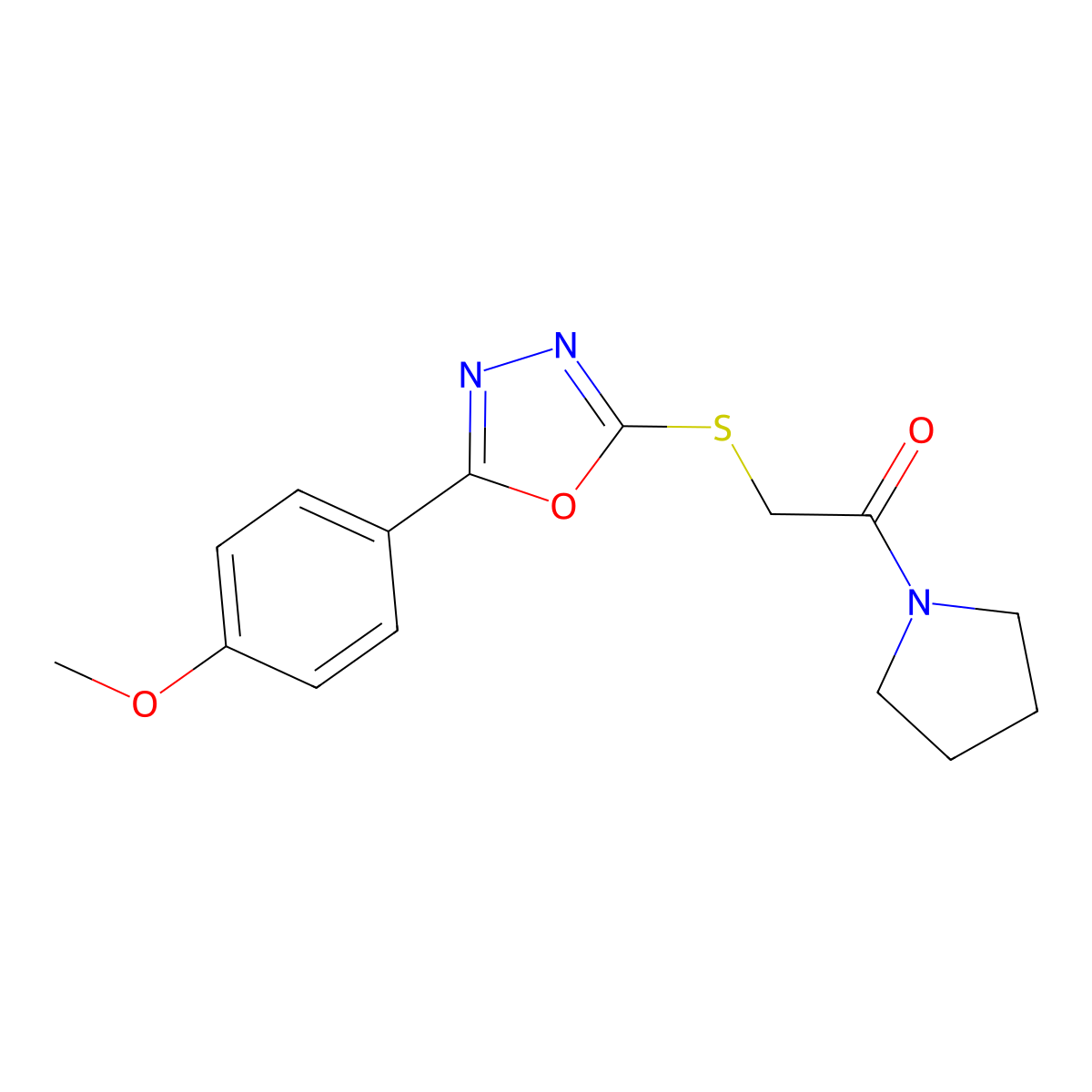 2-{[5-(4-Methoxyphenyl)-1,3,4-oxadiazol-2-yl]sulfanyl}-1-(pyrrolidin-1-yl)ethan-1-one molecular structure, CAS 459845-44-4