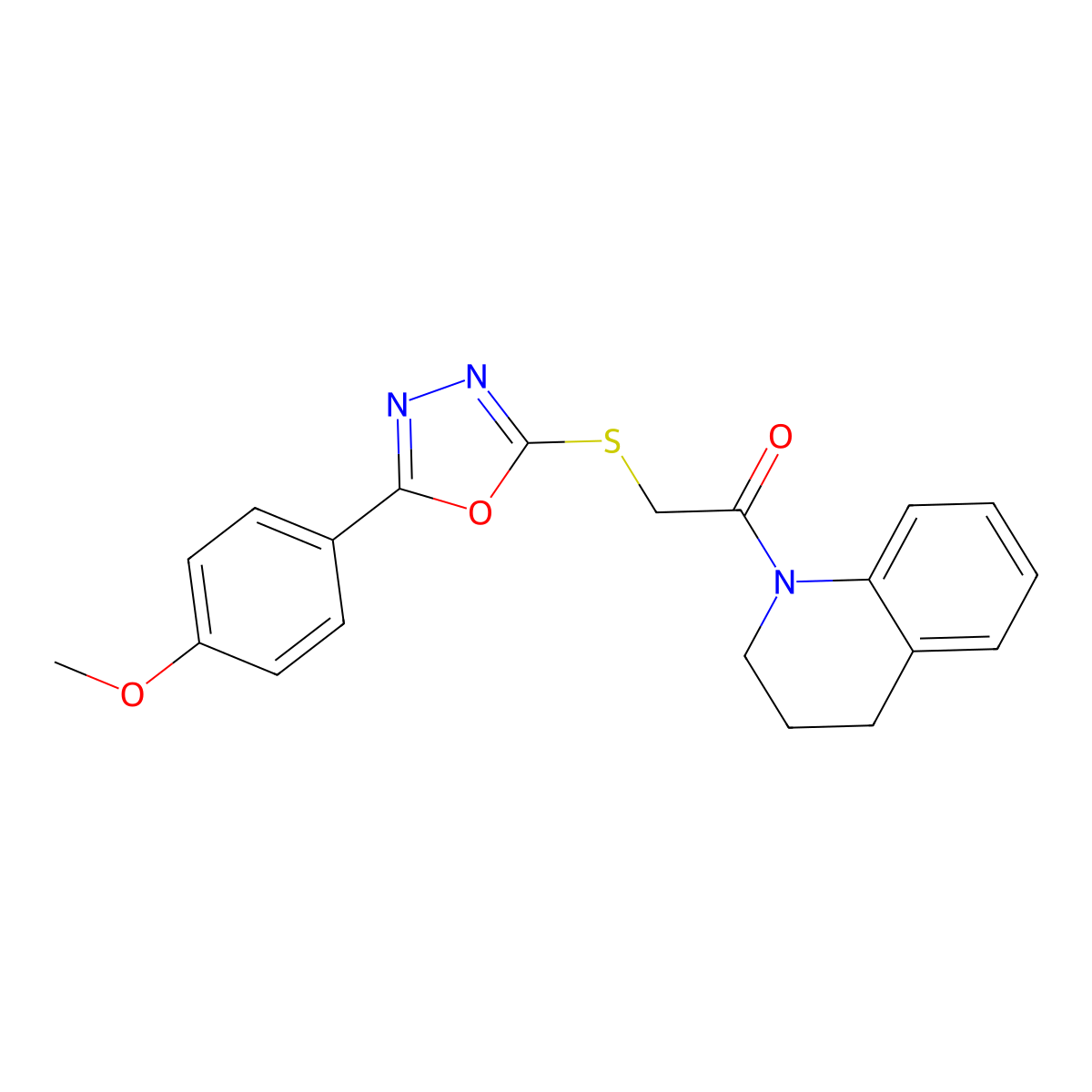 1-(3,4-dihydroquinolin-1(2H)-yl)-2-((5-(4-methoxyphenyl)-1,3,4-oxadiazol-2-yl)thio)ethanone molecular structure, CAS 459845-49-9
