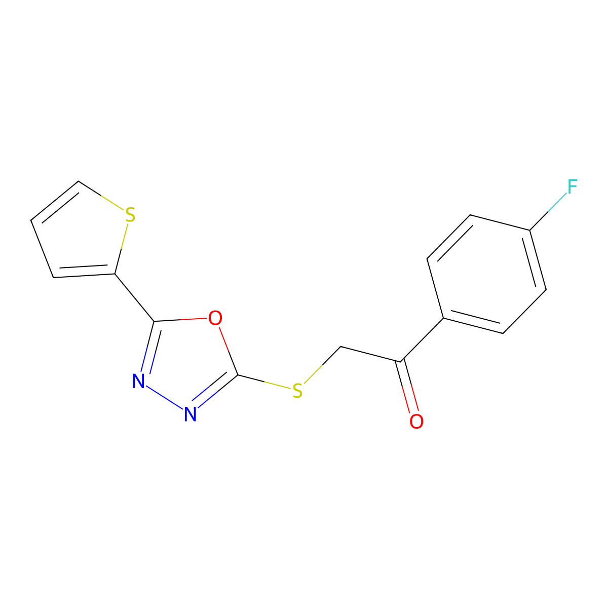 1-(4-Fluorophenyl)-2-{[5-(thiophen-2-yl)-1,3,4-oxadiazol-2-yl]sulfanyl}ethan-1-one molecular structure, CAS 459846-10-7