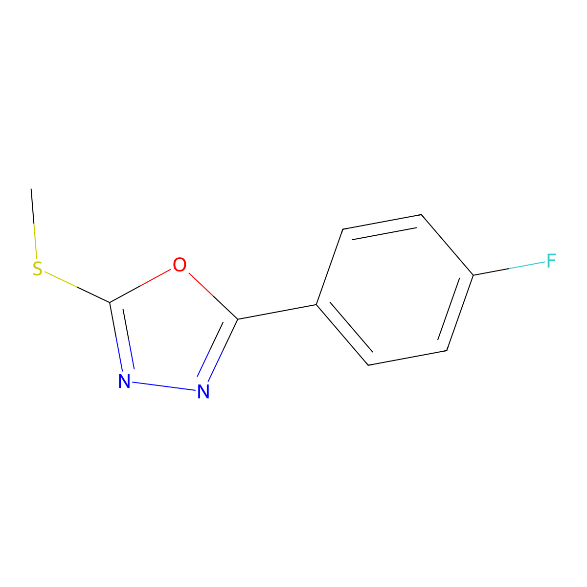 2-(4-Fluorophenyl)-5-(methylsulfanyl)-1,3,4-oxadiazole molecular structure, CAS 459860-94-7