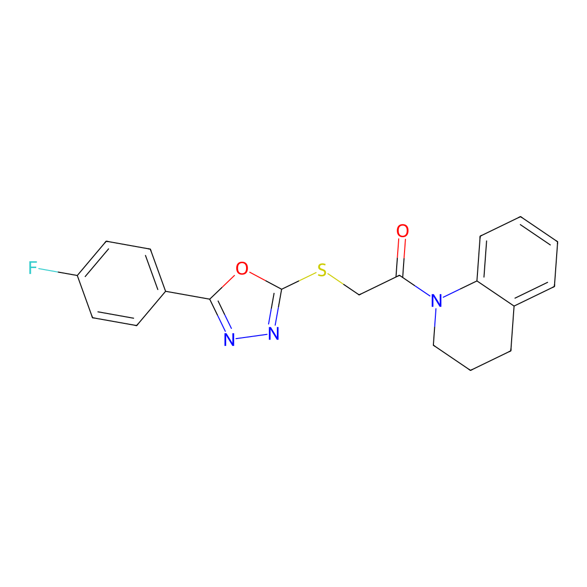 1-(3,4-dihydroquinolin-1(2H)-yl)-2-((5-(4-fluorophenyl)-1,3,4-oxadiazol-2-yl)thio)ethanone molecular structure, CAS 459861-19-9