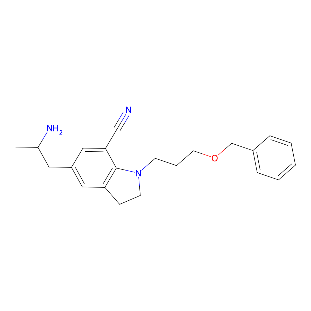 (R)-5-(2-Aminopropyl)-1-(3-(benzyloxy)propyl)indoline-7-carbonitrile molecular structure, CAS 459868-73-6