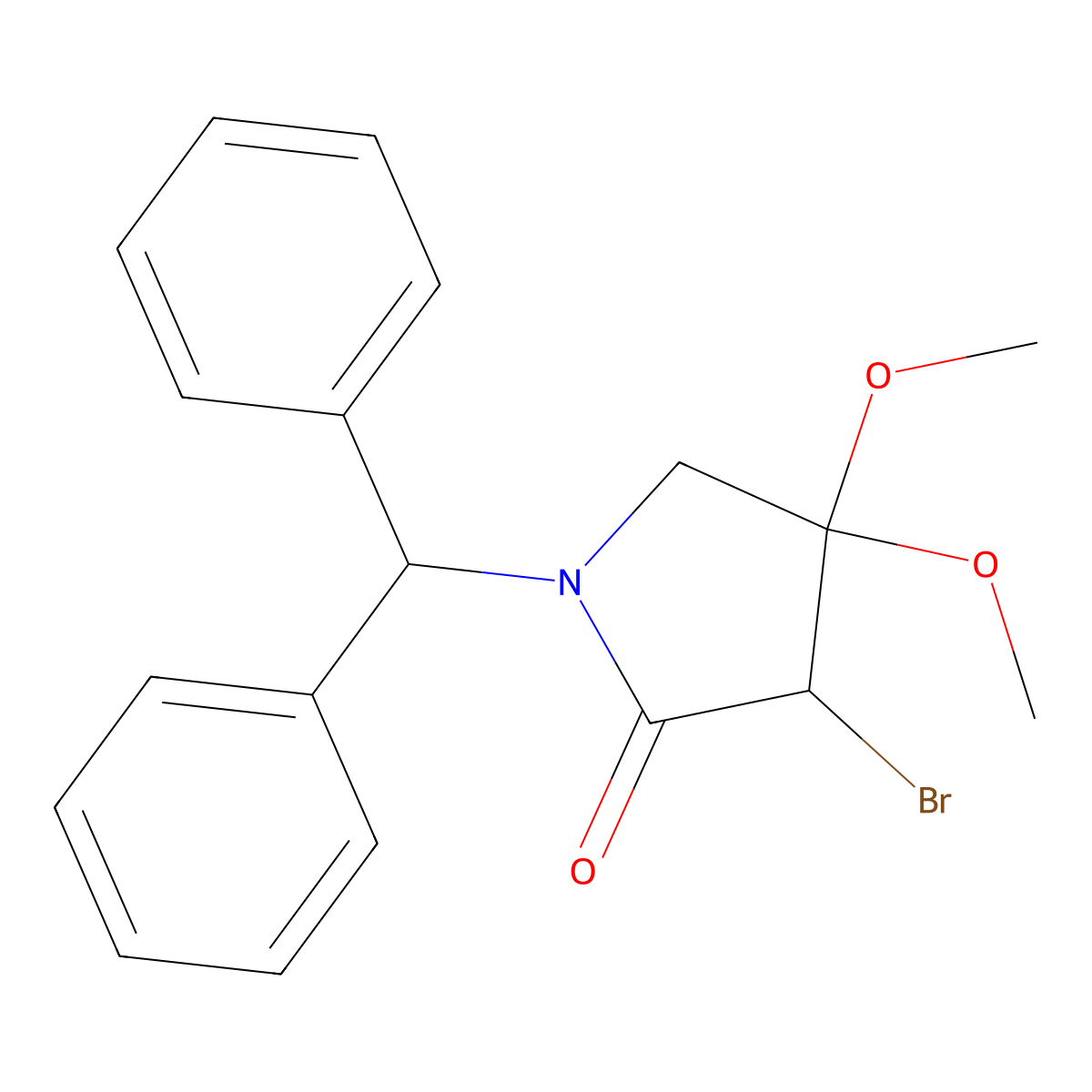3-Bromo-1-(diphenylmethyl)-4,4-dimethoxypyrrolidin-2-one molecular structure, CAS 459869-30-8