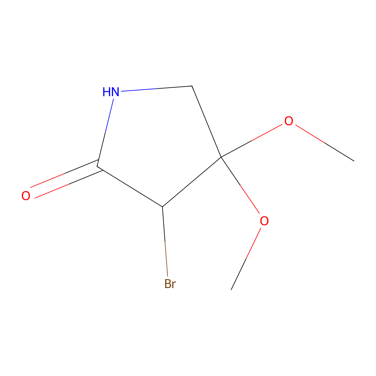 3-Bromo-4,4-dimethoxypyrrolidin-2-one molecular structure, CAS 459869-33-1