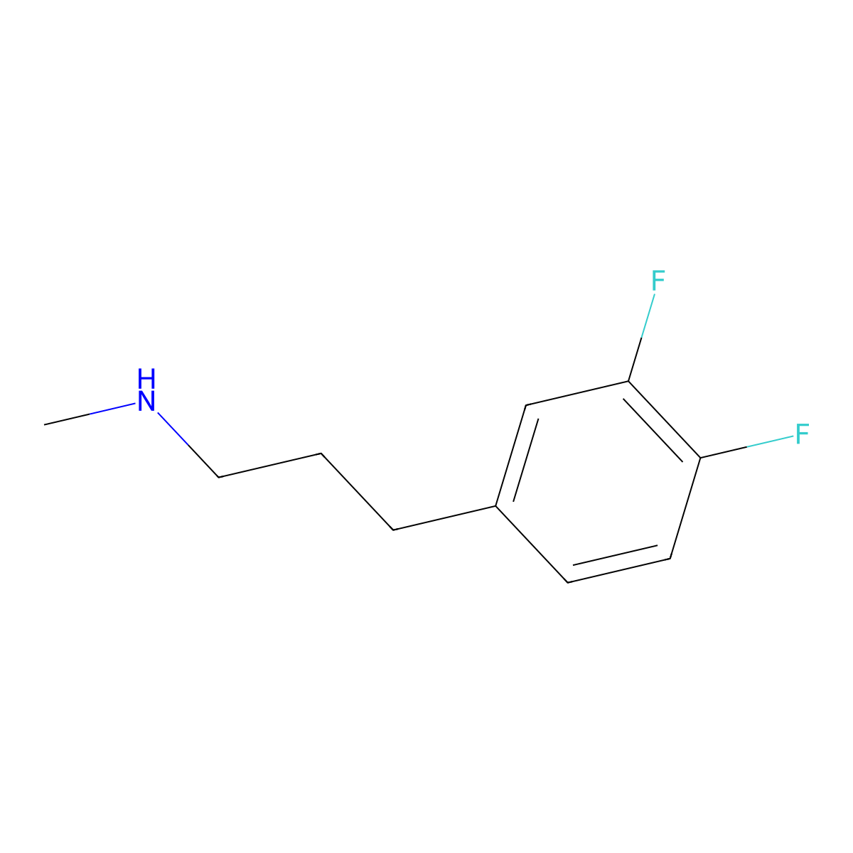 3-(3,4-Difluorophenyl)-N-methylpropan-1-amine molecular structure, CAS 459872-41-4