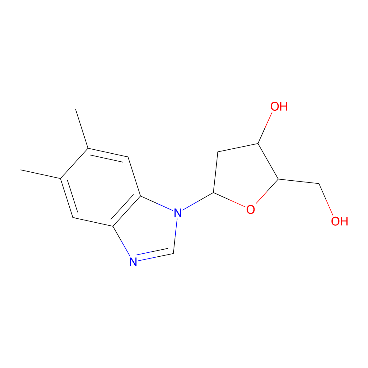1-(2-Deoxypentofuranosyl)-5,6-dimethyl-1h-benzimidazole molecular structure, CAS 4600-71-9