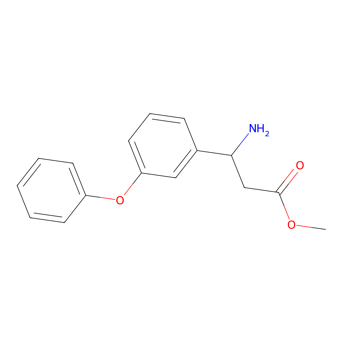 methyl (3R)-3-amino-3-(3-phenoxyphenyl)propanoate molecular structure, CAS 460039-76-3