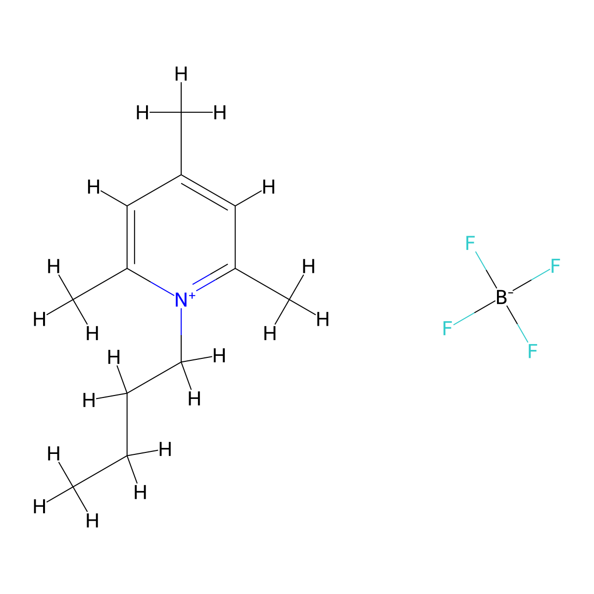 1-Butyl-2,4,6-trimethylpyridin-1-ium; tetrafluoroboranuide molecular structure, CAS 460039-94-5