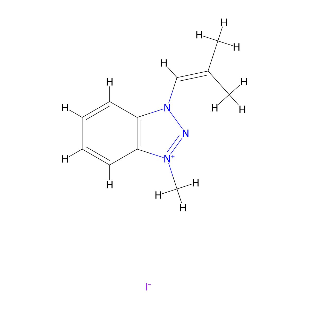 3-Methyl-1-(2-methylprop-1-en-1-yl)-1H-1,2,3-benzotriazol-3-ium iodide molecular structure, CAS 460040-91-9