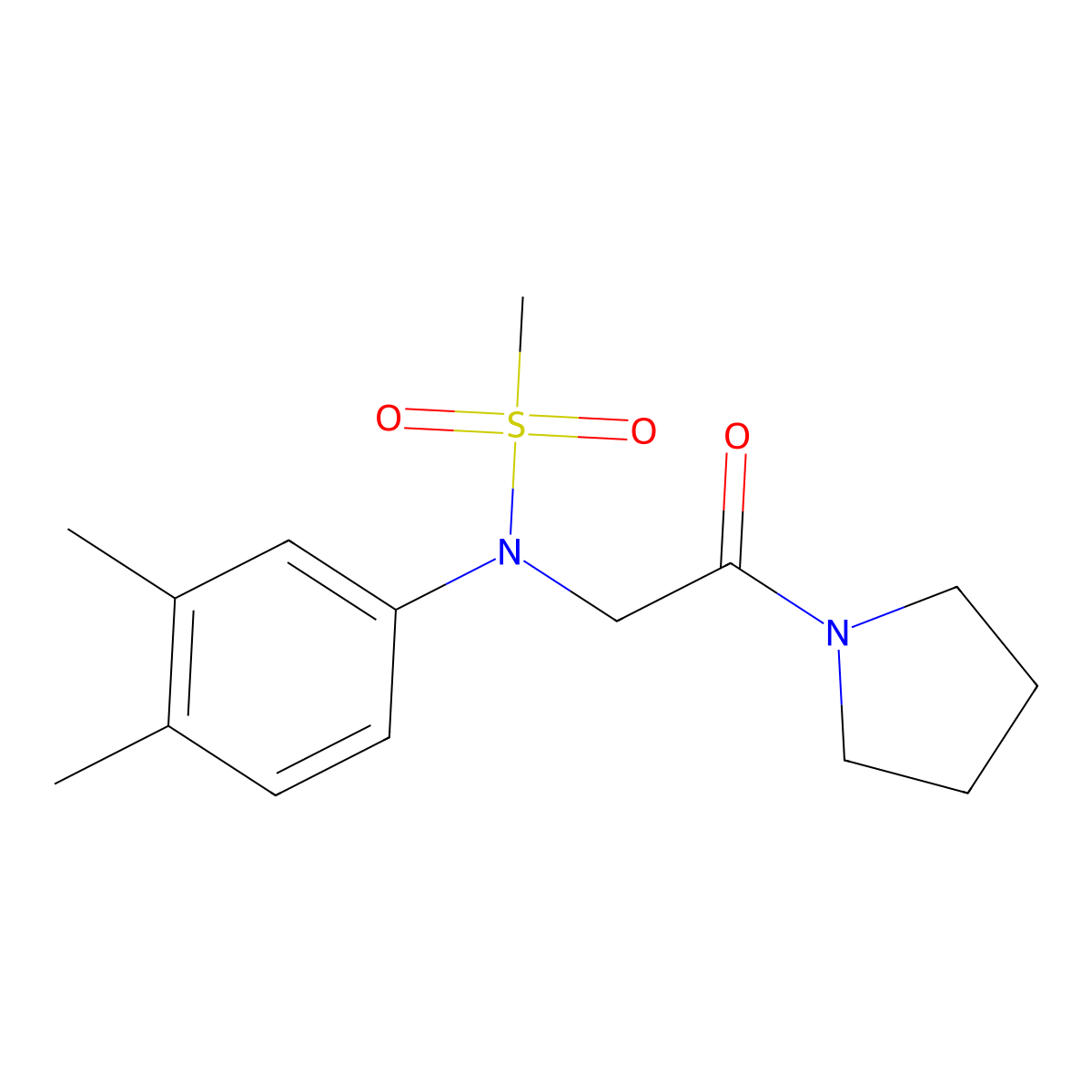 N-(3,4-dimethylphenyl)-N-(2-oxo-2-pyrrolidin-1-ylethyl)methanesulfonamide molecular structure, CAS 460044-50-2