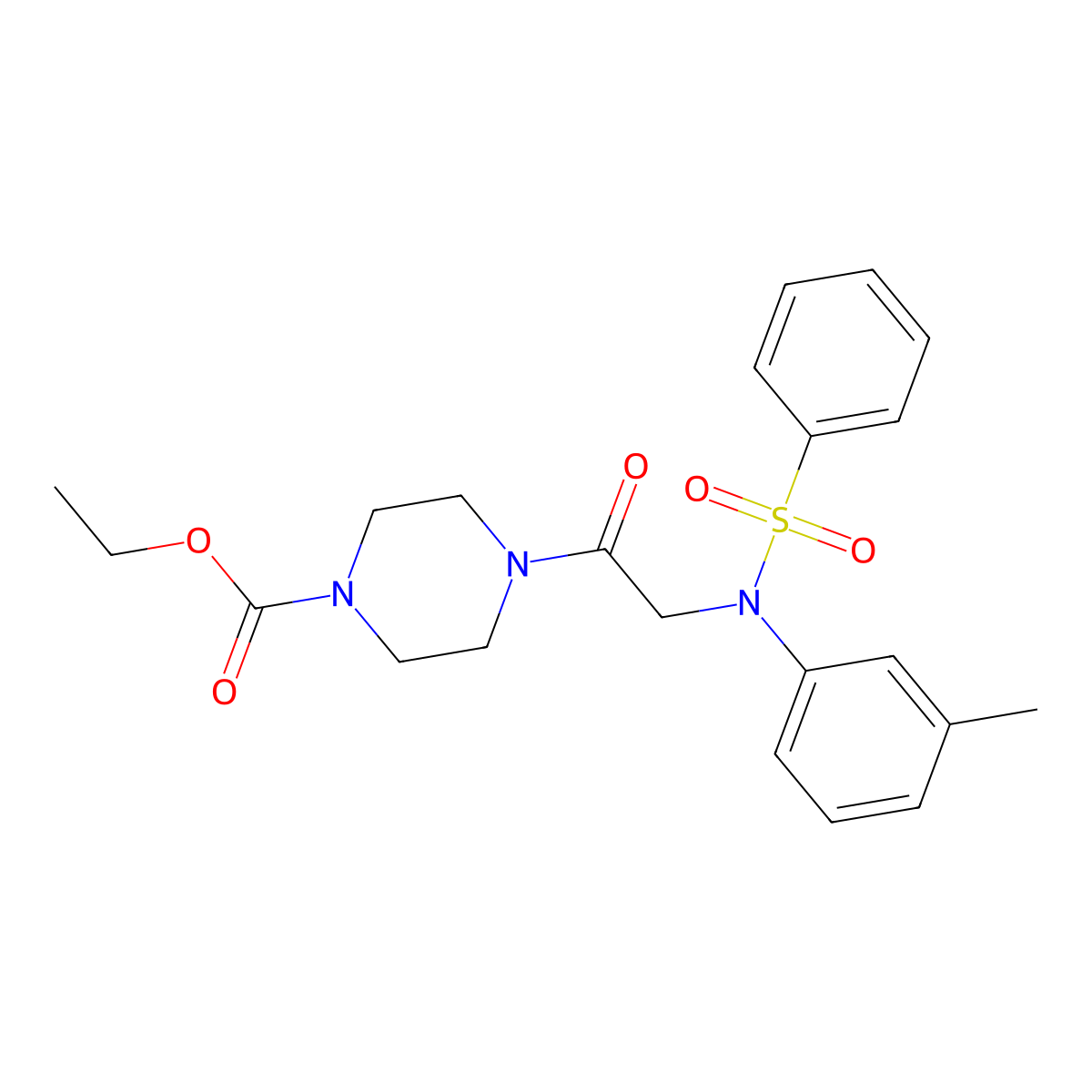 ethyl 4-[N-(3-methylphenyl)-N-(phenylsulfonyl)glycyl]piperazine-1-carboxylate molecular structure, CAS 460044-64-8