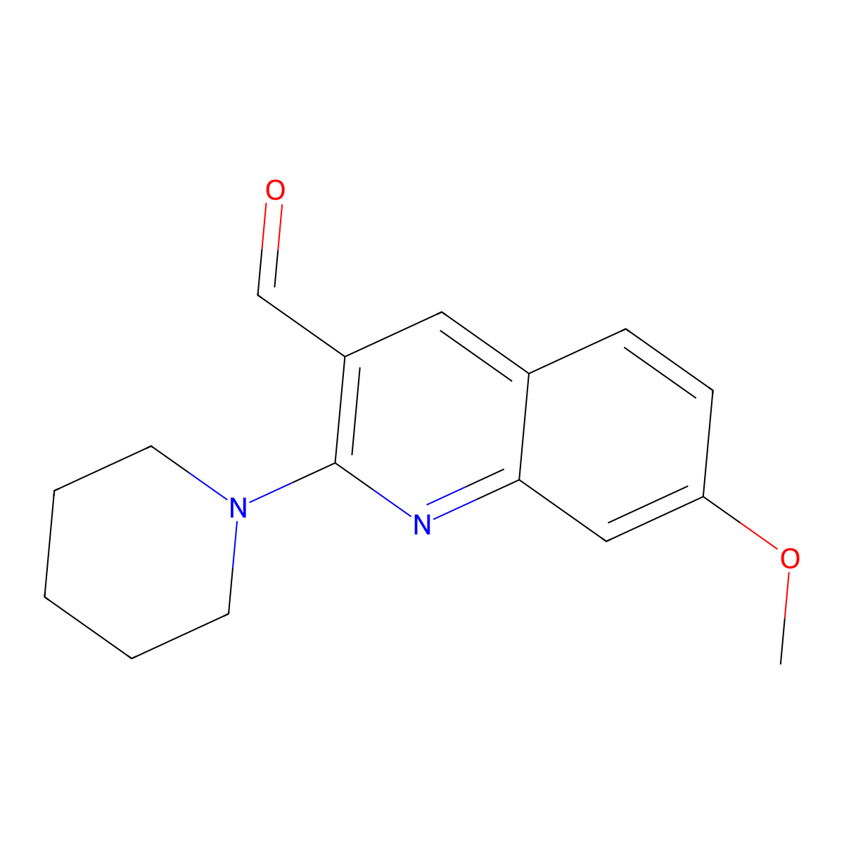 7-Methoxy-2-(piperidin-1-yl)quinoline-3-carbaldehyde molecular structure, CAS 460044-72-8