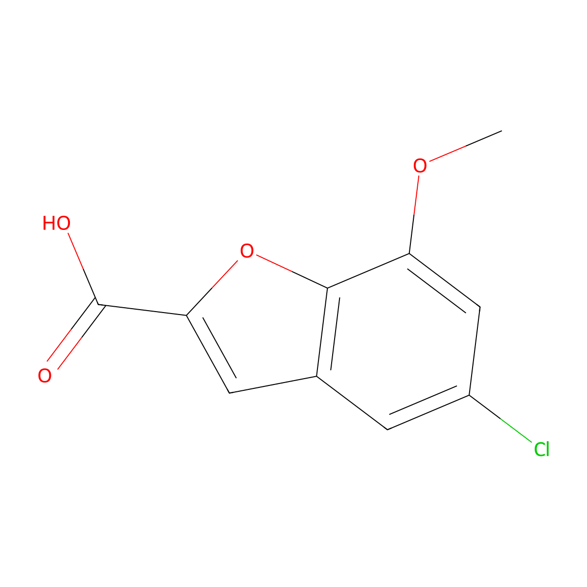 5-Chloro-7-methoxy-1-benzofuran-2-carboxylic acid molecular structure, CAS 460044-74-0