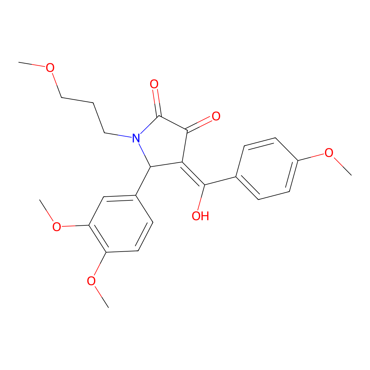 5-(3,4-dimethoxyphenyl)-3-hydroxy-4-(4-methoxybenzoyl)-1-(3-methoxypropyl)-2,5-dihydro-1H-pyrrol-2-one molecular structure, CAS 460044-93-3