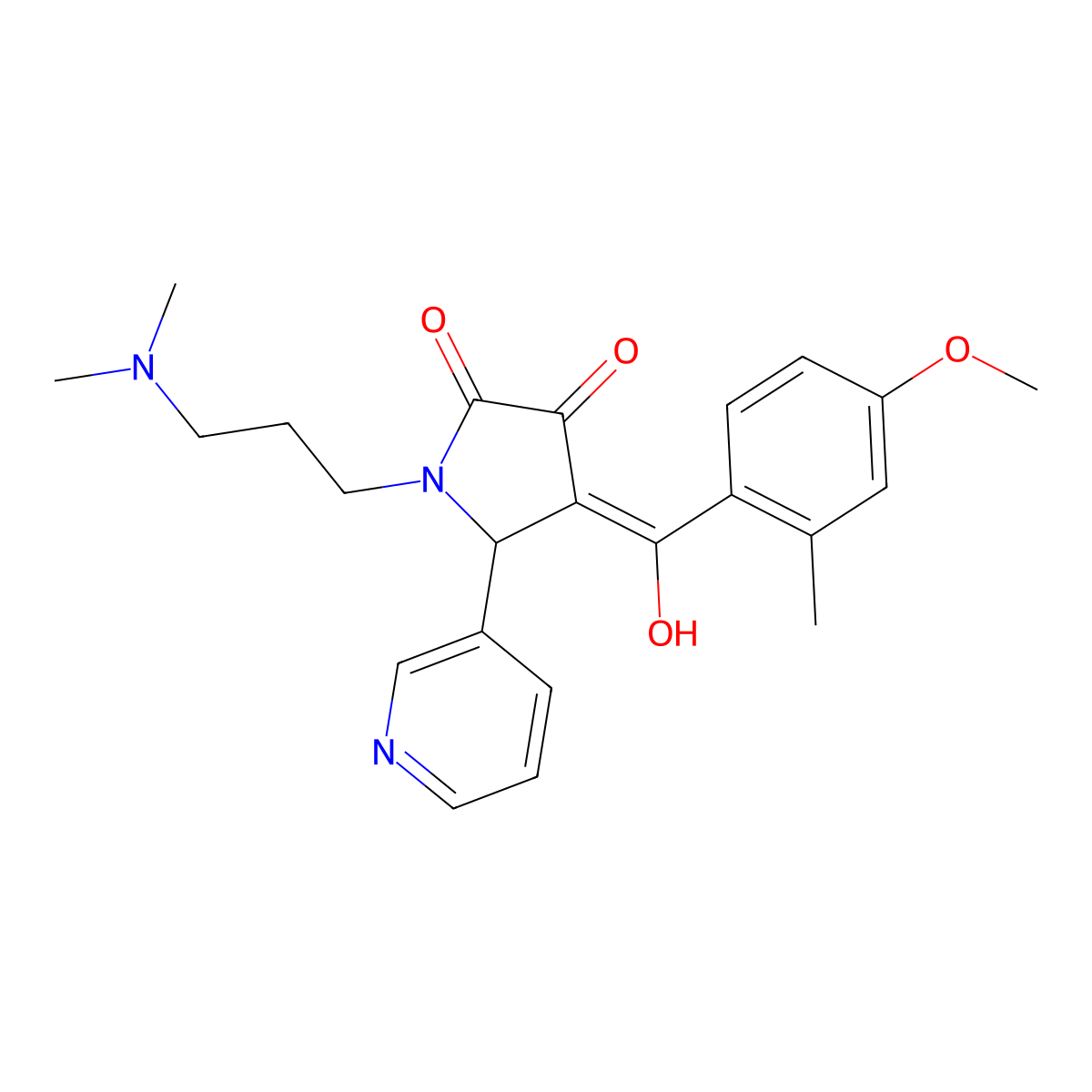 1-[3-(dimethylamino)propyl]-3-hydroxy-4-(4-methoxy-2-methylbenzoyl)-5-(pyridin-3-yl)-2,5-dihydro-1H-pyrrol-2-one molecular structure, CAS 460044-94-4