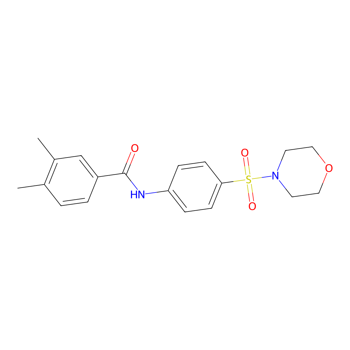 3,4-Dimethyl-N-[4-(morpholine-4-sulfonyl)-phenyl]-benzamide molecular structure, CAS 460045-25-4