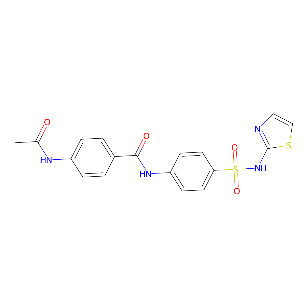 4-acetamido-N-[4-(1,3-thiazol-2-ylsulfamoyl)phenyl]benzamide molecular structure, CAS 460045-27-6