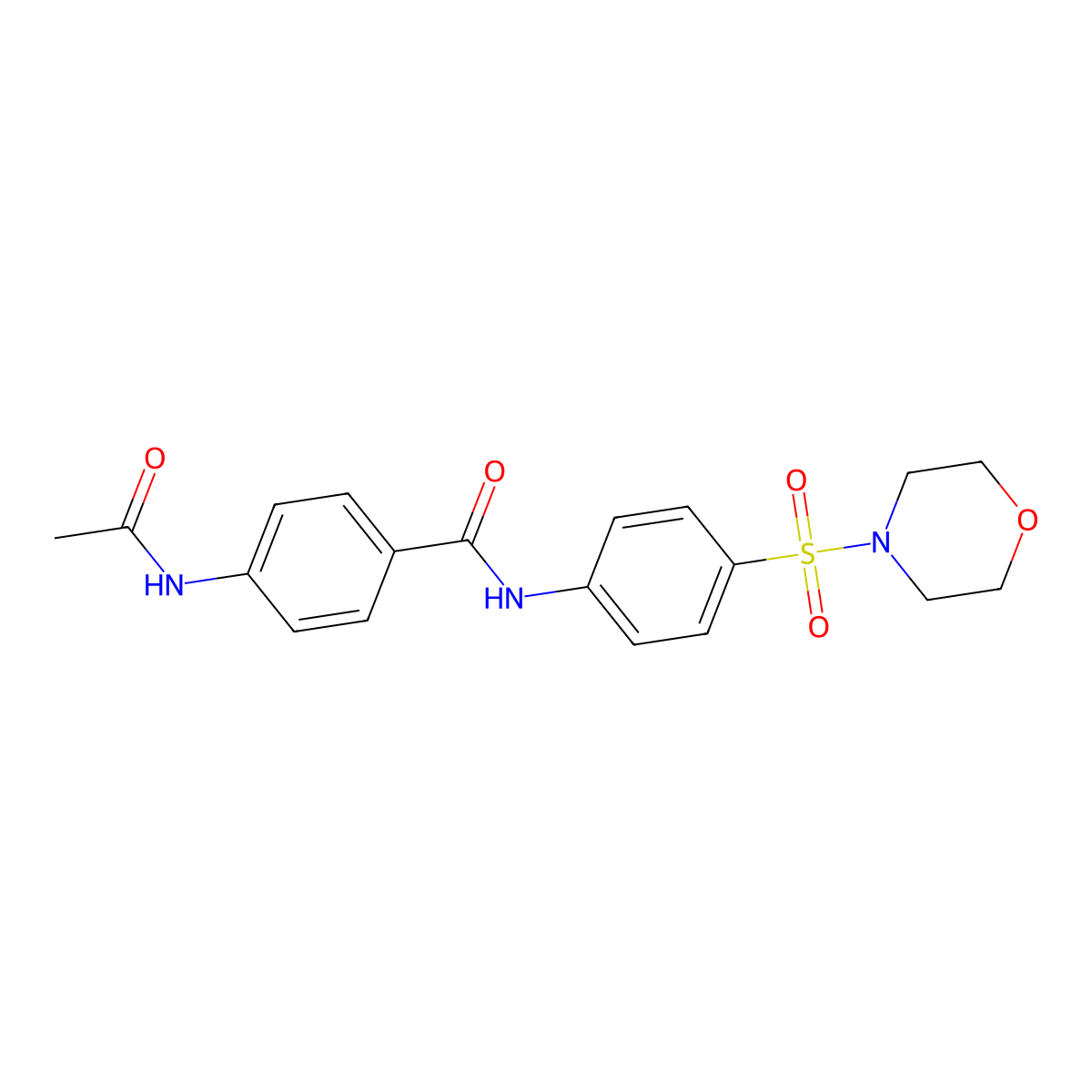 4-acetamido-N-(4-morpholin-4-ylsulfonylphenyl)benzamide molecular structure, CAS 460045-28-7