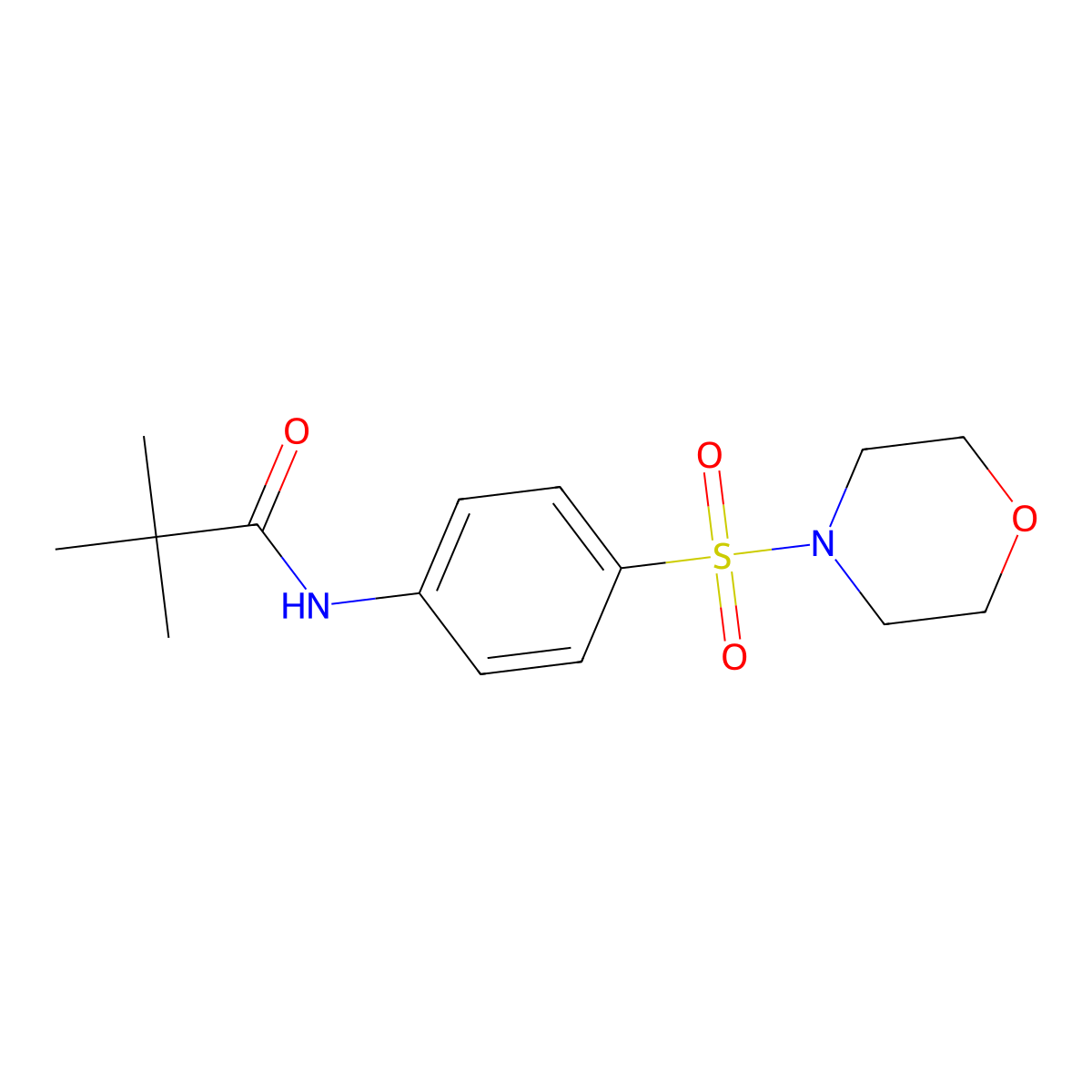 2,2-dimethyl-N-[4-(morpholin-4-ylsulfonyl)phenyl]propanamide molecular structure, CAS 460045-33-4