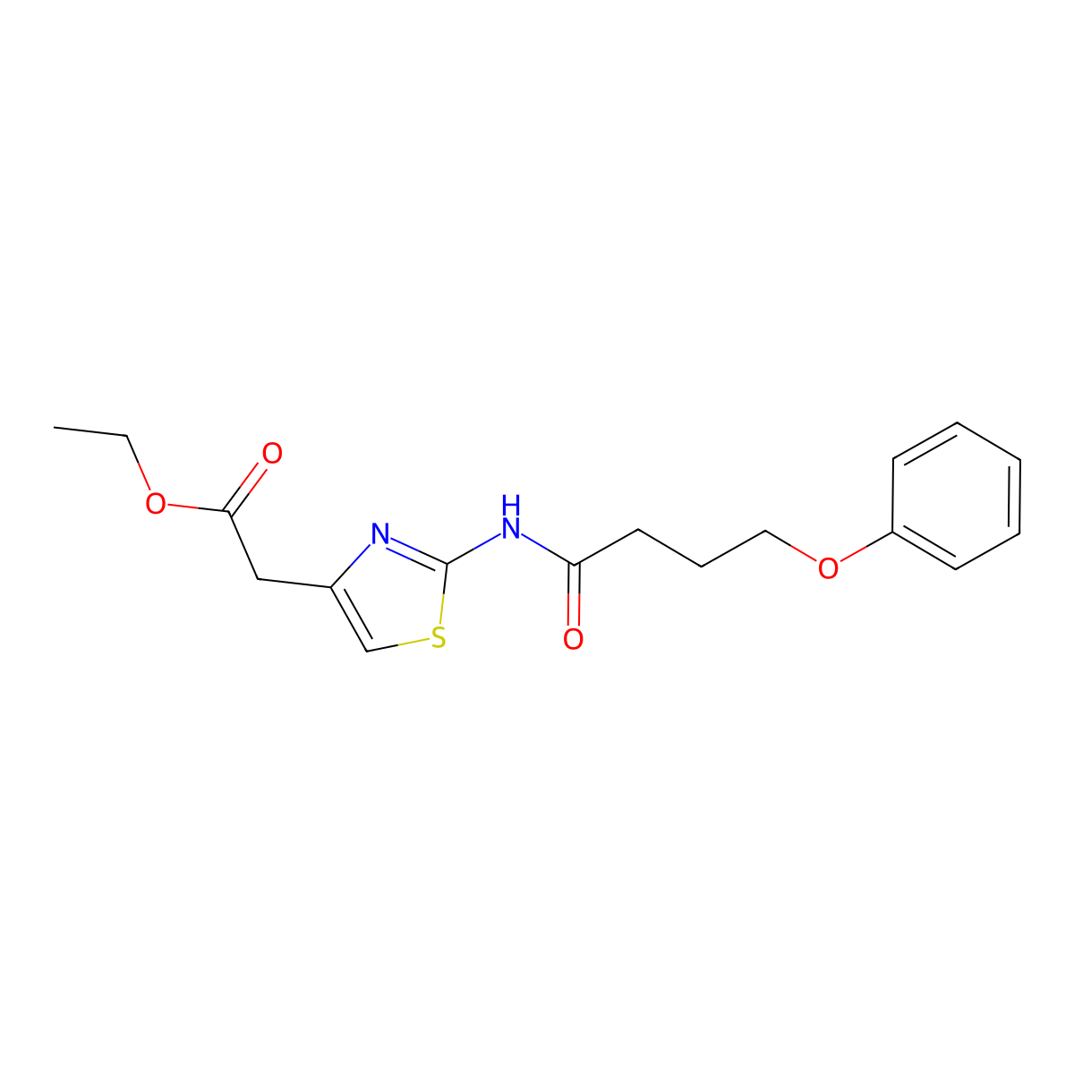 Ethyl {2-[(4-phenoxybutanoyl)amino]-1,3-thiazol-4-yl}acetate molecular structure, CAS 460045-36-7