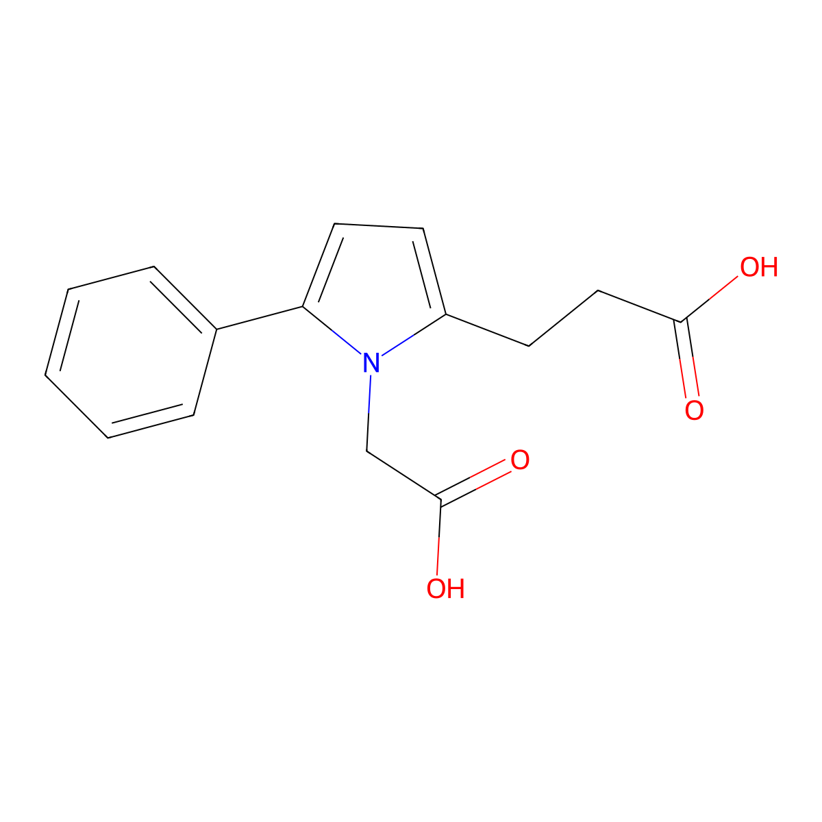 3-[1-(Carboxymethyl)-5-phenyl-2-pyrrolyl]propanoic acid molecular structure, CAS 460045-37-8