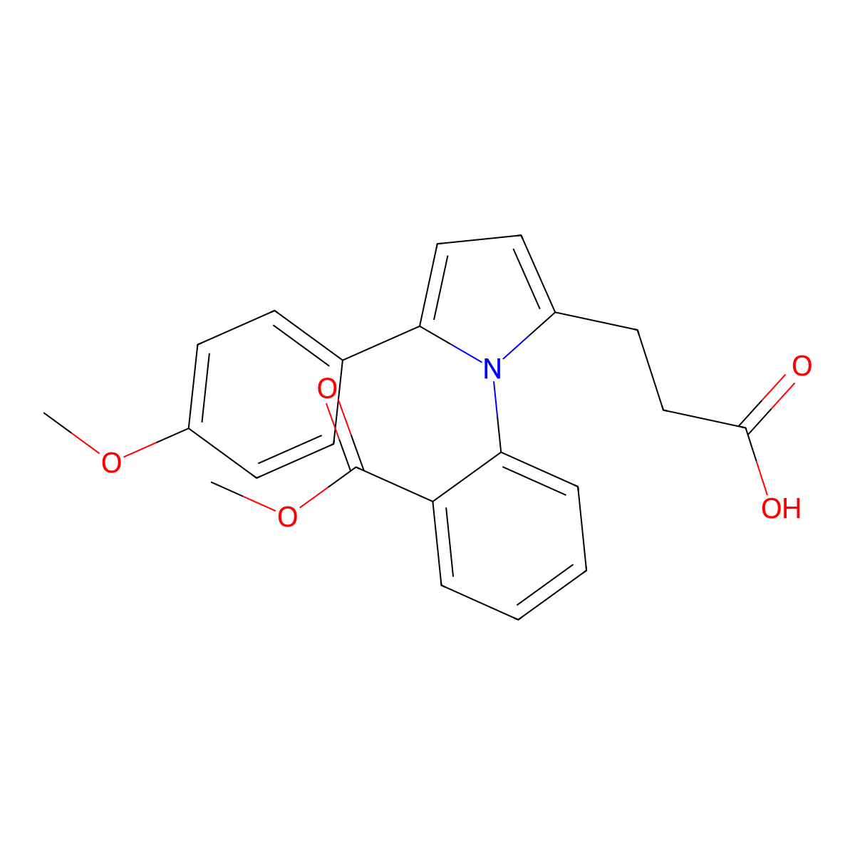 3-(1-(2-(methoxycarbonyl)phenyl)-5-(4-methoxyphenyl)-1H-pyrrol-2-yl)propanoic acid molecular structure, CAS 460045-40-3