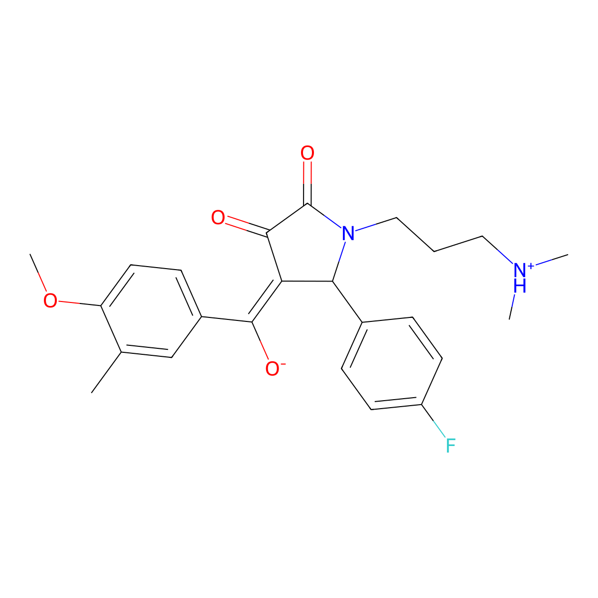 1-[3-(dimethylamino)propyl]-5-(4-fluorophenyl)-3-hydroxy-4-(4-methoxy-3-methylbenzoyl)-2,5-dihydro-1H-pyrrol-2-one molecular structure, CAS 460045-46-9