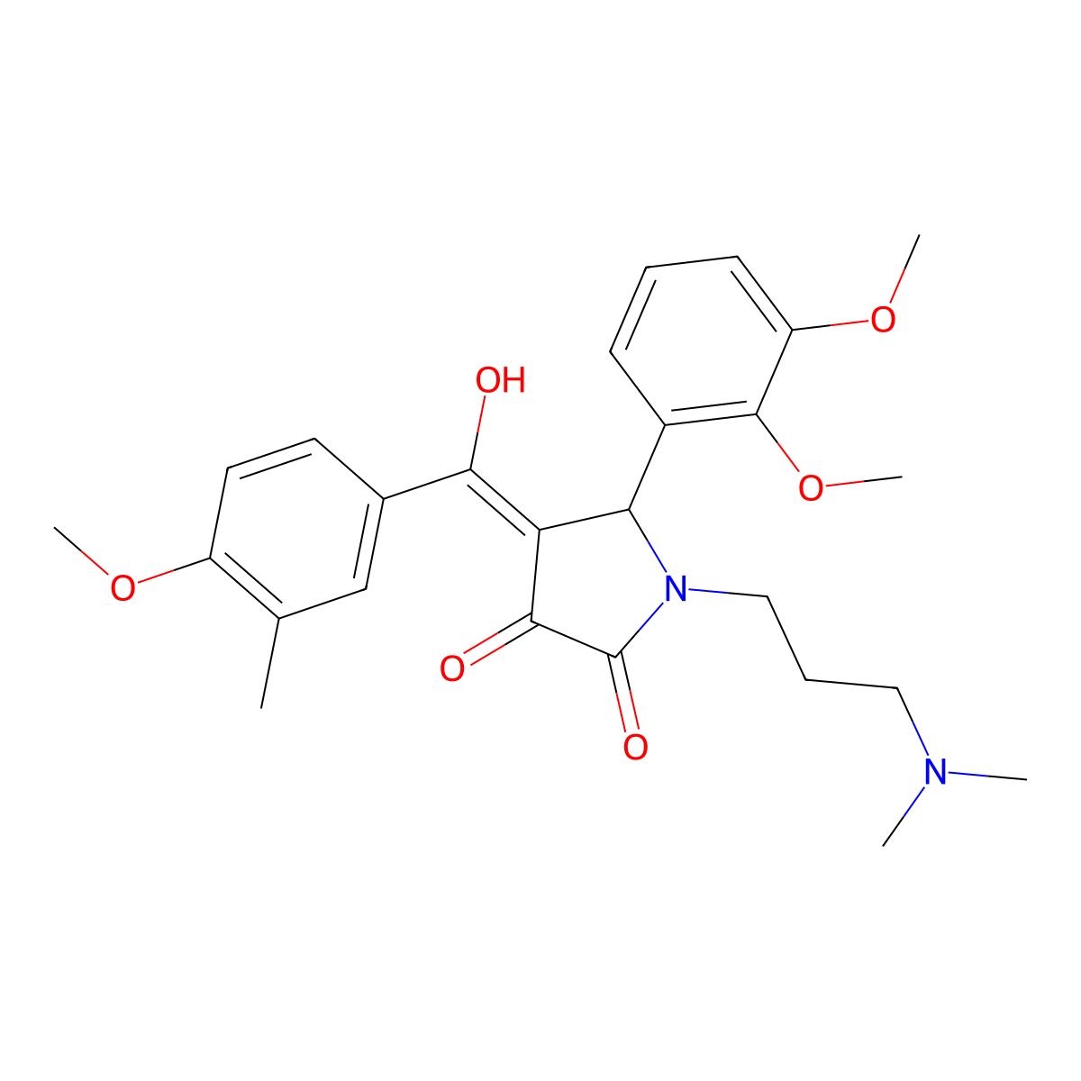 5-(2,3-dimethoxyphenyl)-1-[3-(dimethylamino)propyl]-3-hydroxy-4-(4-methoxy-3-methylbenzoyl)-2,5-dihydro-1H-pyrrol-2-one molecular structure, CAS 460045-47-0