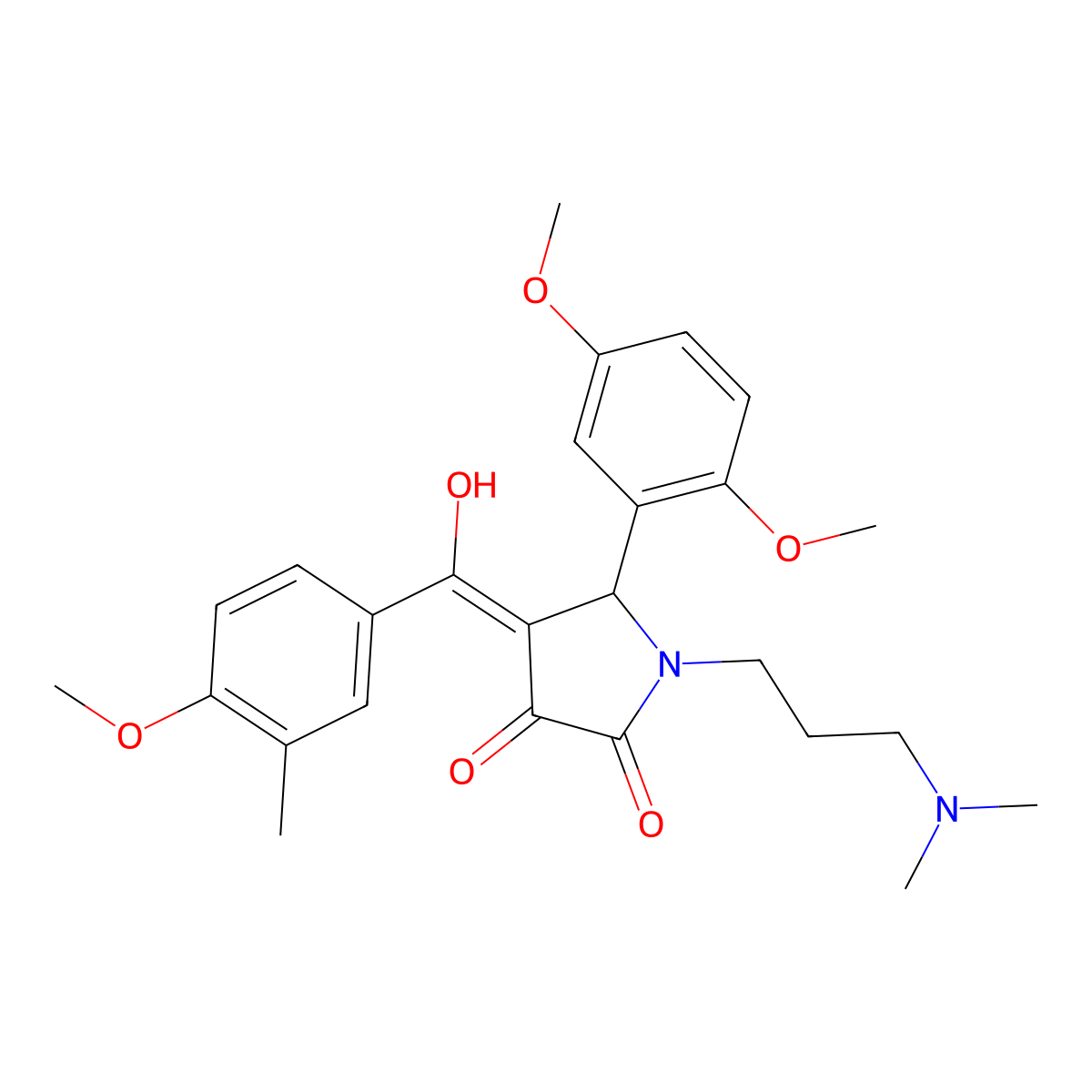 5-(2,5-dimethoxyphenyl)-1-[3-(dimethylamino)propyl]-3-hydroxy-4-(4-methoxy-3-methylbenzoyl)-2,5-dihydro-1H-pyrrol-2-one molecular structure, CAS 460045-48-1