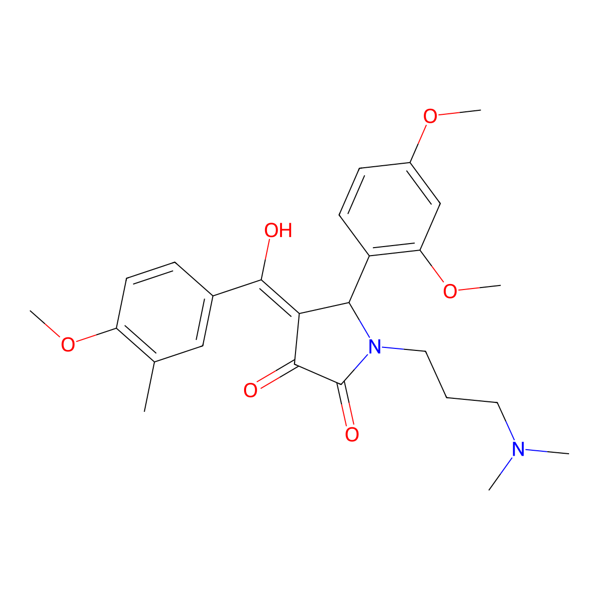 5-(2,4-dimethoxyphenyl)-1-[3-(dimethylamino)propyl]-3-hydroxy-4-(4-methoxy-3-methylbenzoyl)-2,5-dihydro-1H-pyrrol-2-one molecular structure, CAS 460045-49-2