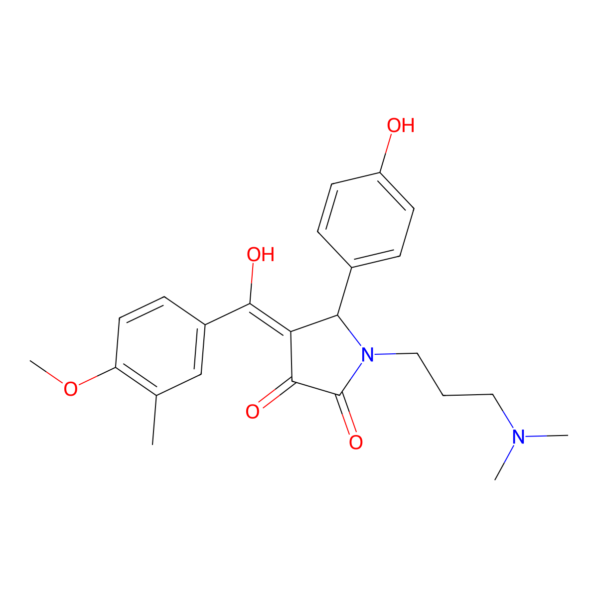 1-[3-(dimethylamino)propyl]-3-hydroxy-5-(4-hydroxyphenyl)-4-(4-methoxy-3-methylbenzoyl)-2,5-dihydro-1H-pyrrol-2-one molecular structure, CAS 460045-50-5
