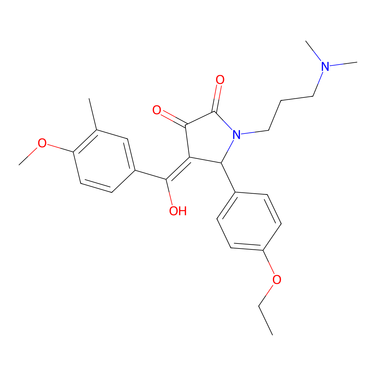 1-[3-(dimethylamino)propyl]-5-(4-ethoxyphenyl)-3-hydroxy-4-(4-methoxy-3-methylbenzoyl)-2,5-dihydro-1H-pyrrol-2-one molecular structure, CAS 460045-51-6