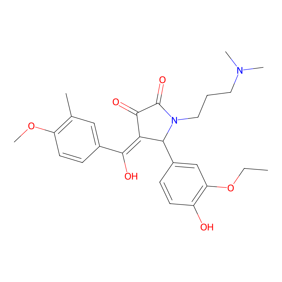 1-[3-(dimethylamino)propyl]-5-(3-ethoxy-4-hydroxyphenyl)-3-hydroxy-4-(4-methoxy-3-methylbenzoyl)-2,5-dihydro-1H-pyrrol-2-one molecular structure, CAS 460045-54-9