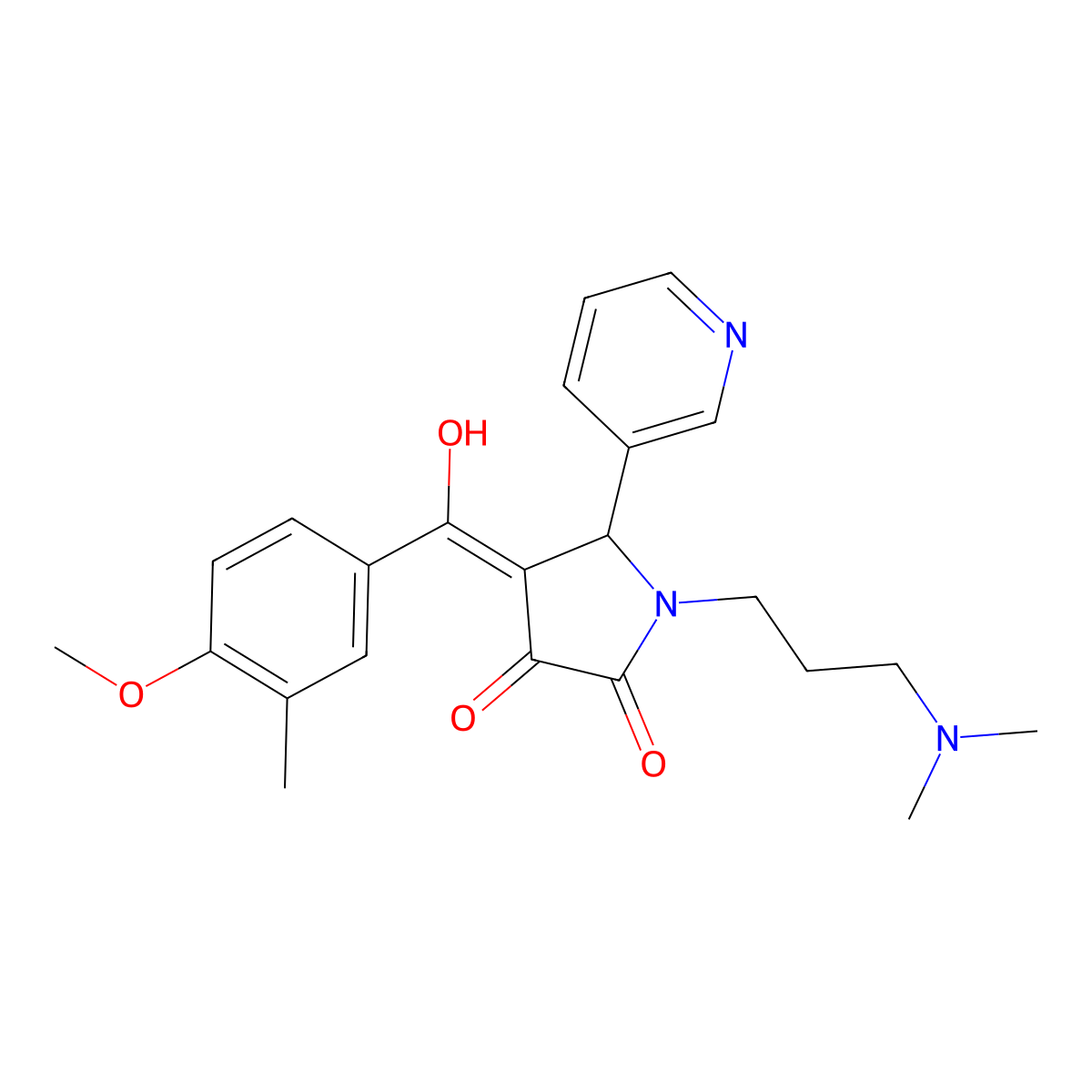 1-[3-(dimethylamino)propyl]-3-hydroxy-4-(4-methoxy-3-methylbenzoyl)-5-(pyridin-3-yl)-2,5-dihydro-1H-pyrrol-2-one molecular structure, CAS 460045-57-2