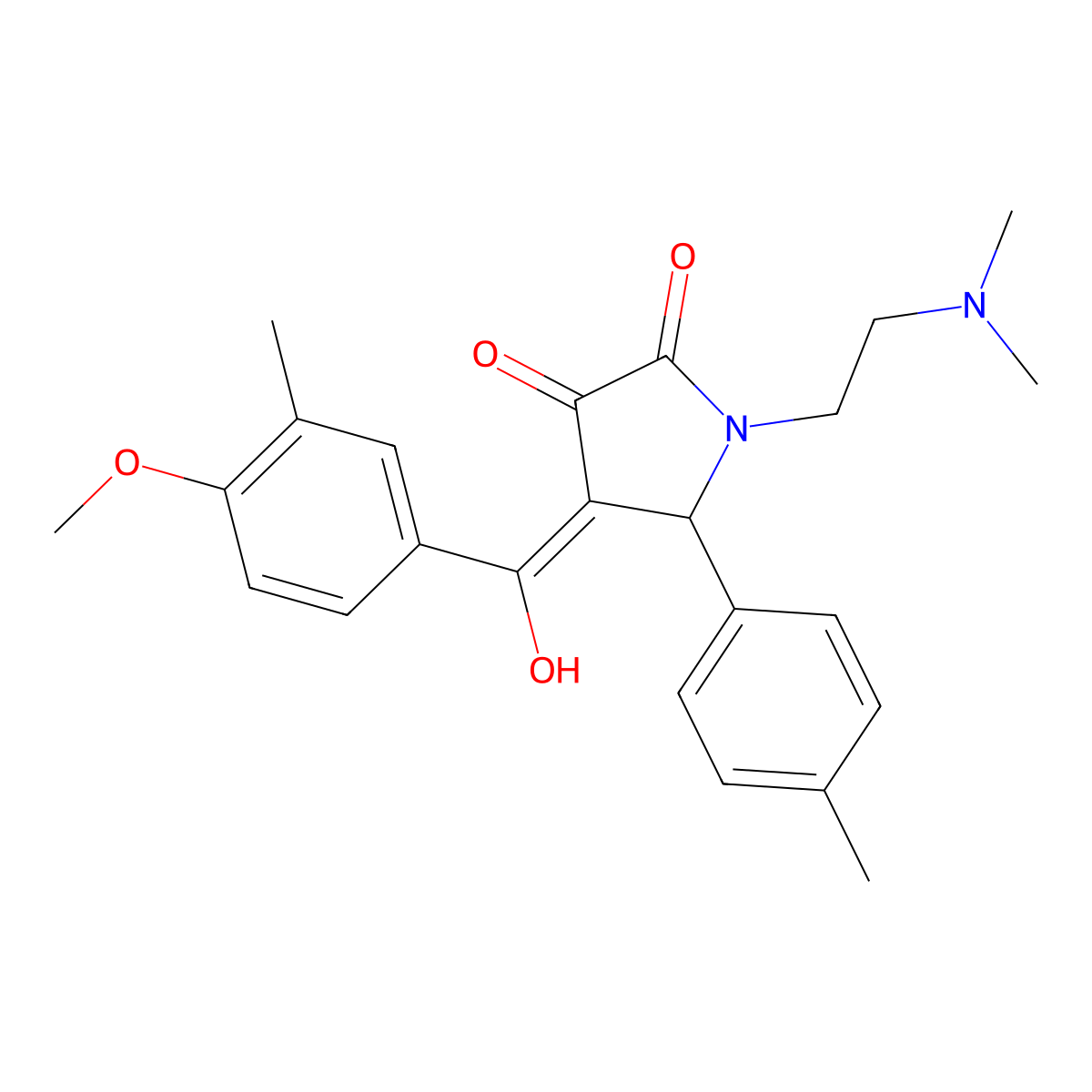 1-[2-(dimethylamino)ethyl]-3-hydroxy-4-(4-methoxy-3-methylbenzoyl)-5-(4-methylphenyl)-2,5-dihydro-1H-pyrrol-2-one molecular structure, CAS 460045-82-3
