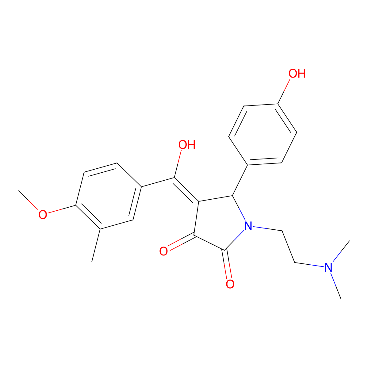 1-[2-(dimethylamino)ethyl]-3-hydroxy-5-(4-hydroxyphenyl)-4-(4-methoxy-3-methylbenzoyl)-2,5-dihydro-1H-pyrrol-2-one molecular structure, CAS 460045-85-6