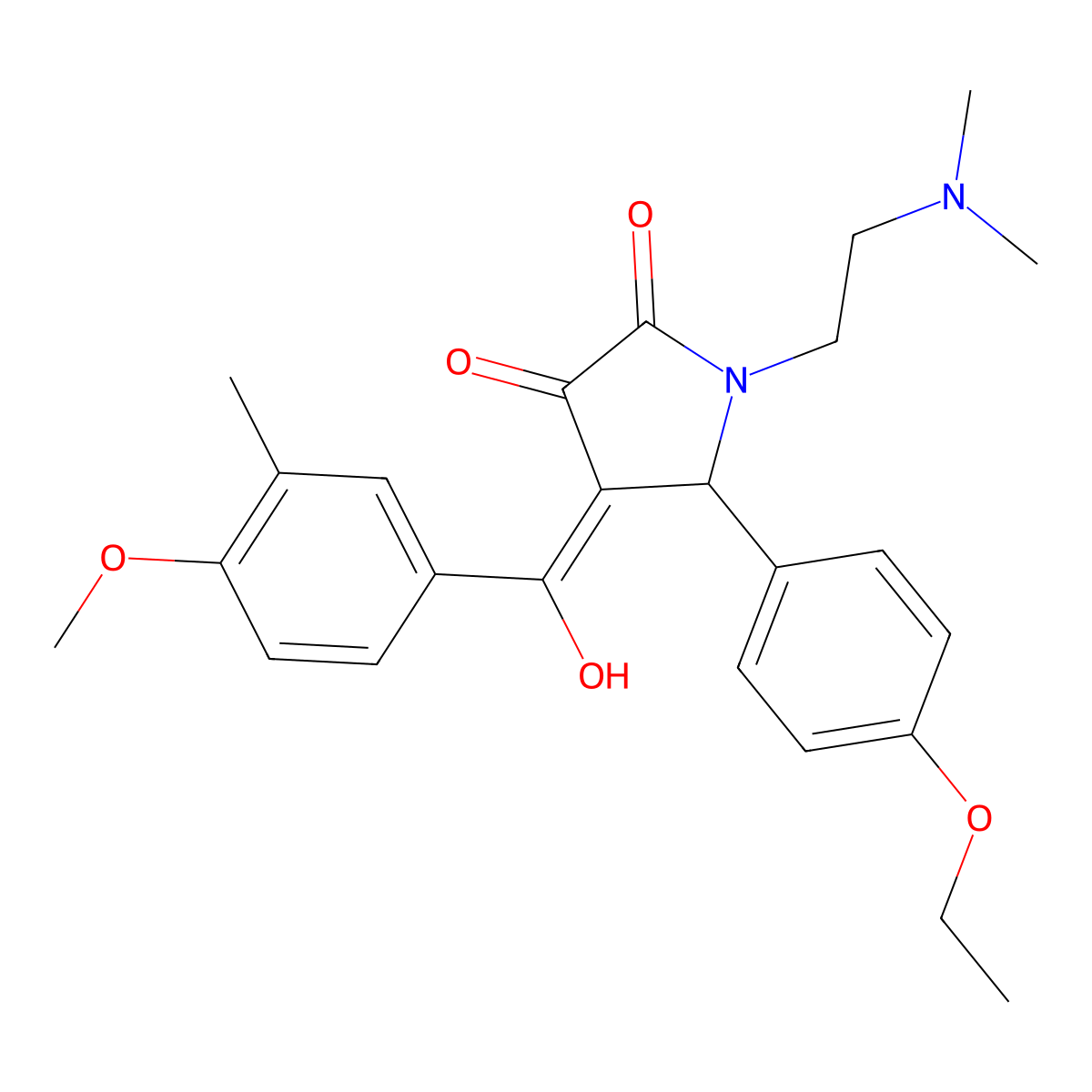 1-[2-(dimethylamino)ethyl]-5-(4-ethoxyphenyl)-3-hydroxy-4-(4-methoxy-3-methylbenzoyl)-2,5-dihydro-1H-pyrrol-2-one molecular structure, CAS 460045-87-8