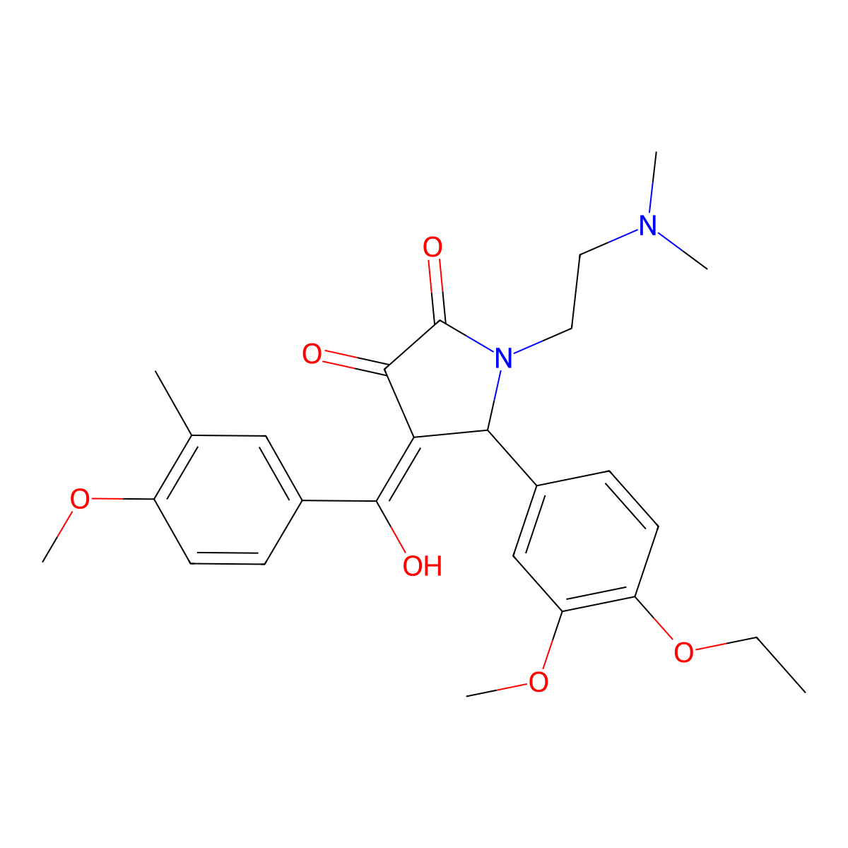 1-[2-(dimethylamino)ethyl]-5-(4-ethoxy-3-methoxyphenyl)-3-hydroxy-4-(4-methoxy-3-methylbenzoyl)-2,5-dihydro-1H-pyrrol-2-one molecular structure, CAS 460045-88-9