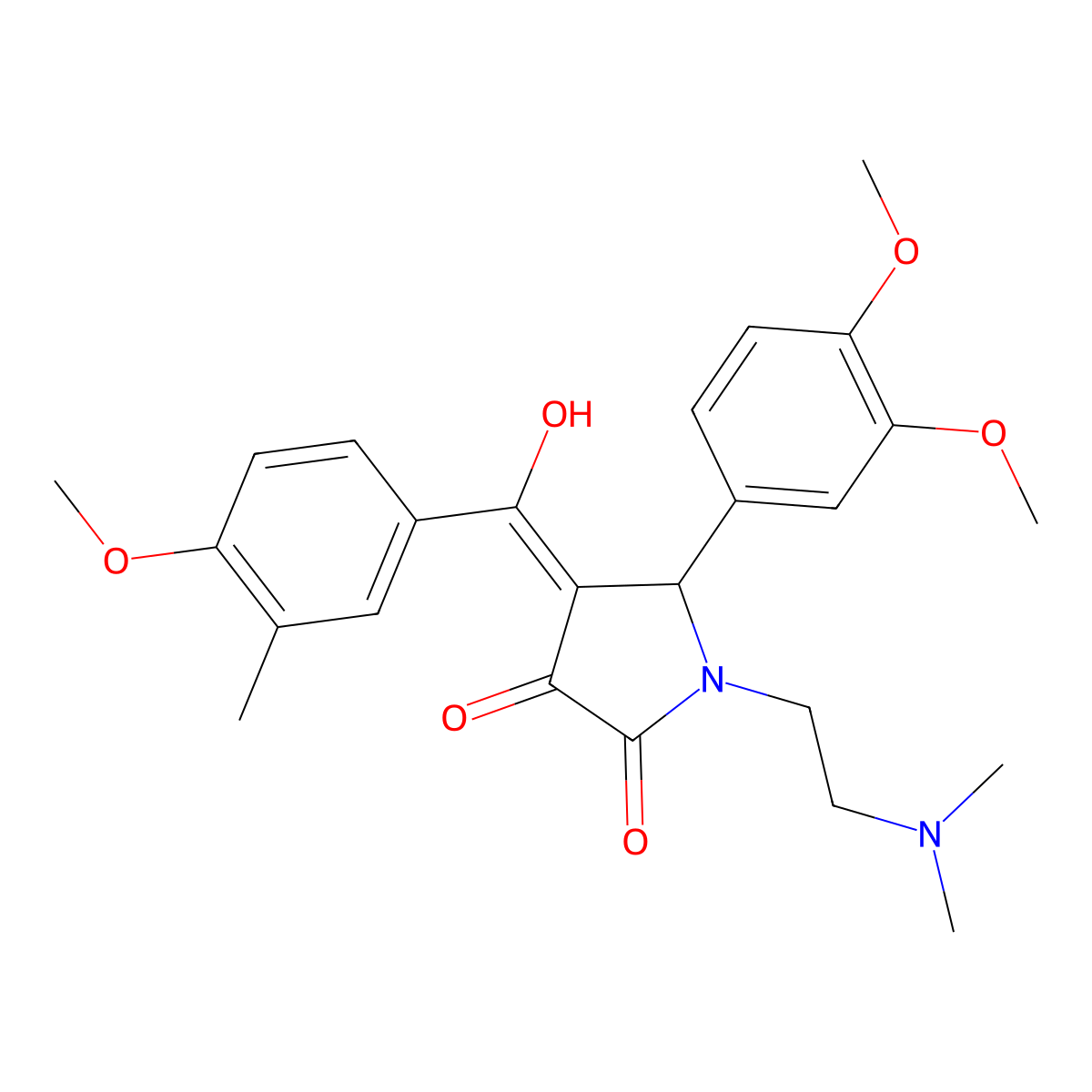 5-(3,4-dimethoxyphenyl)-1-[2-(dimethylamino)ethyl]-3-hydroxy-4-(4-methoxy-3-methylbenzoyl)-2,5-dihydro-1H-pyrrol-2-one molecular structure, CAS 460045-89-0
