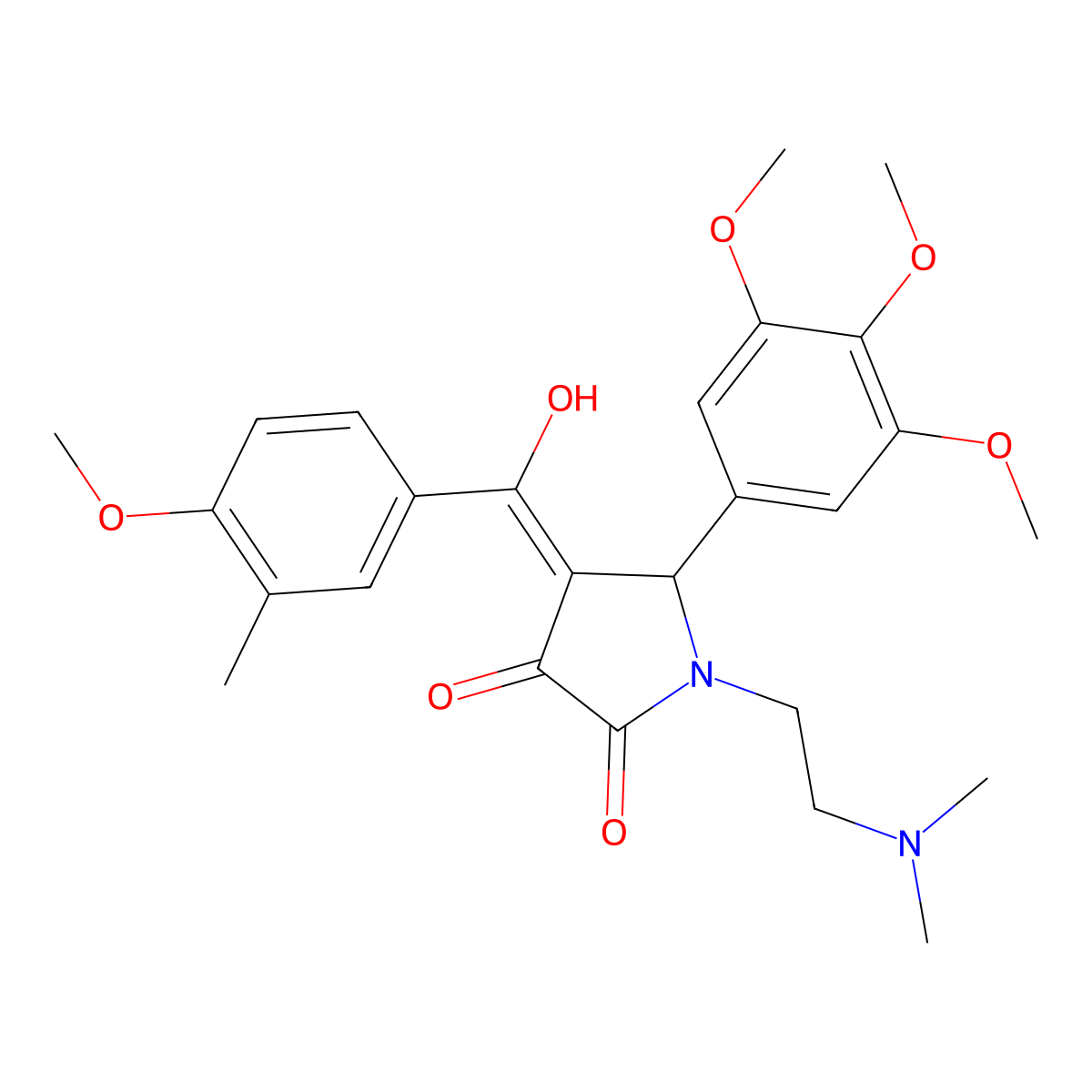 1-[2-(Dimethylamino)ethyl]-4-[hydroxy-(4-methoxy-3-methylphenyl)methylidene]-5-(3,4,5-trimethoxyphenyl)pyrrolidine-2,3-dione molecular structure, CAS 460045-91-4