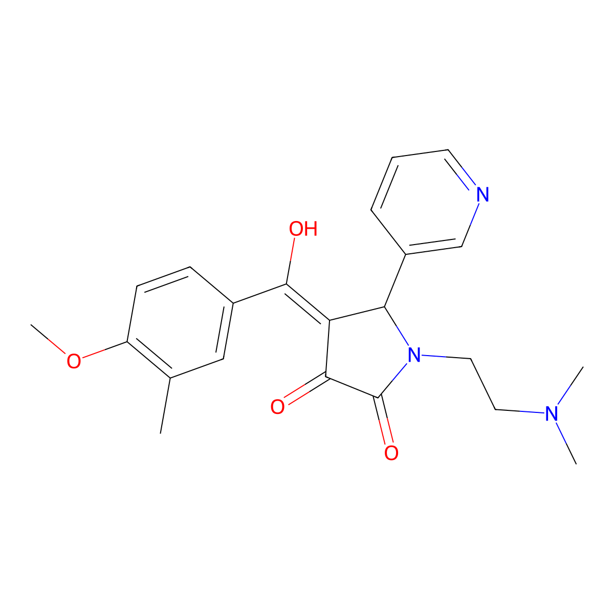 1-[2-(dimethylamino)ethyl]-3-hydroxy-4-(4-methoxy-3-methylbenzoyl)-5-(pyridin-3-yl)-2,5-dihydro-1H-pyrrol-2-one molecular structure, CAS 460045-93-6