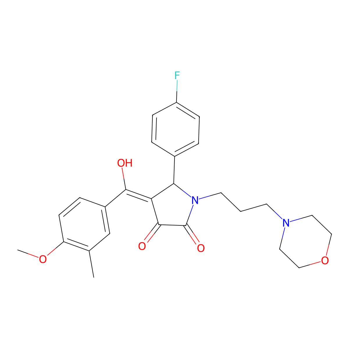 5-(4-fluorophenyl)-3-hydroxy-4-(4-methoxy-3-methylbenzoyl)-1-[3-(morpholin-4-yl)propyl]-2,5-dihydro-1H-pyrrol-2-one molecular structure, CAS 460045-96-9