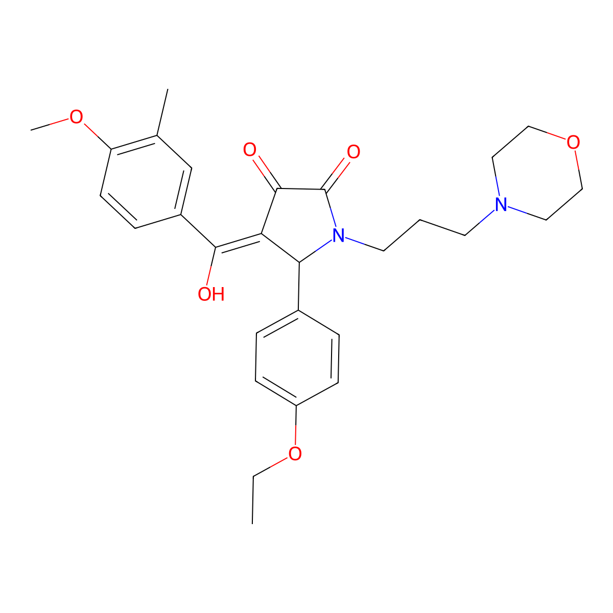 5-(4-ethoxyphenyl)-3-hydroxy-4-(4-methoxy-3-methylbenzoyl)-1-[3-(morpholin-4-yl)propyl]-2,5-dihydro-1H-pyrrol-2-one molecular structure, CAS 460046-02-0