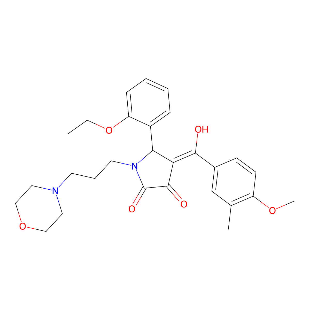 5-(2-ethoxyphenyl)-3-hydroxy-4-(4-methoxy-3-methylbenzoyl)-1-[3-(morpholin-4-yl)propyl]-2,5-dihydro-1H-pyrrol-2-one molecular structure, CAS 460046-03-1