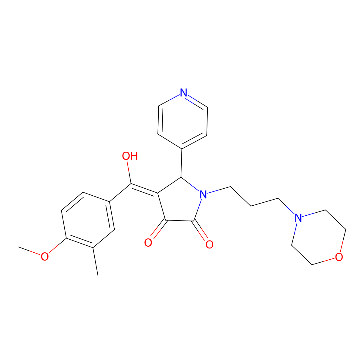 3-hydroxy-4-(4-methoxy-3-methylbenzoyl)-1-[3-(morpholin-4-yl)propyl]-5-(pyridin-4-yl)-2,5-dihydro-1H-pyrrol-2-one molecular structure, CAS 460046-06-4