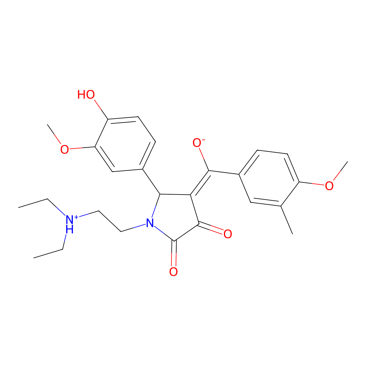 1-[2-(diethylamino)ethyl]-3-hydroxy-5-(4-hydroxy-3-methoxyphenyl)-4-(4-methoxy-3-methylbenzoyl)-2,5-dihydro-1H-pyrrol-2-one molecular structure, CAS 460046-19-9